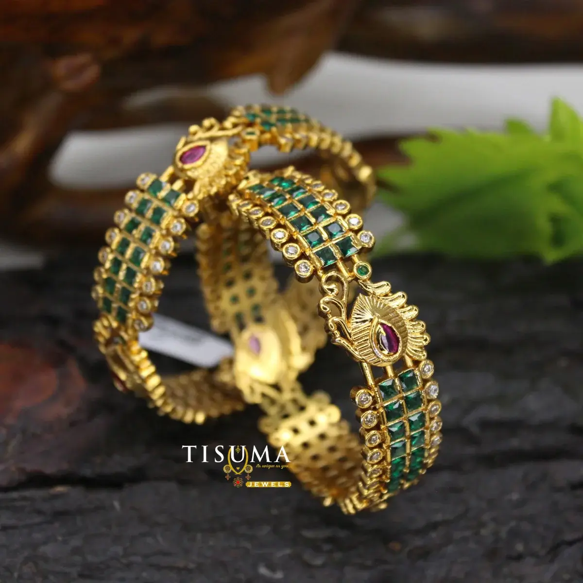 Peacock AD Broad Kada Bangles